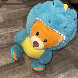 Plush Bear in Blue Dinosaur Costume - Kids Toy